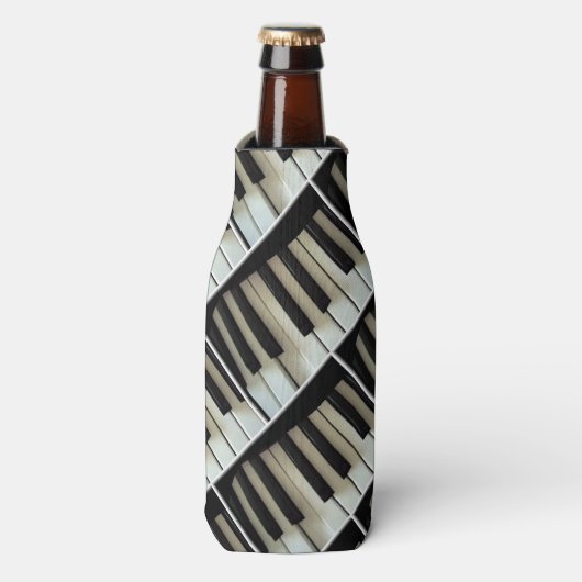 Keyboard Piano Keys Zwart-wit Muziek Thema Flesjeskoeler (Fles Voorkant)