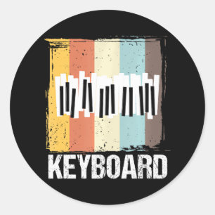 Keyboardpianist Retro Keyboard Piano Player Ronde Sticker