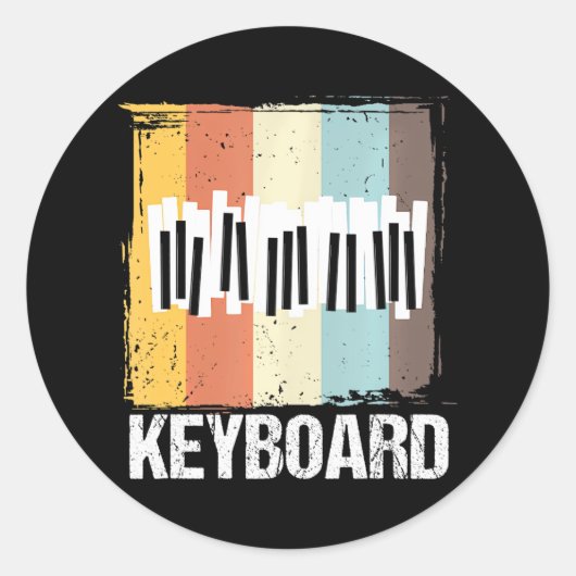 Keyboardpianist Retro Keyboard Piano Player Ronde Sticker (Voorkant)