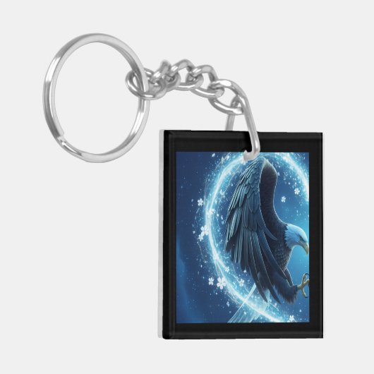 Keychain Bald Eagle Heart - Romantic Couple's Love (Voorkant Links)