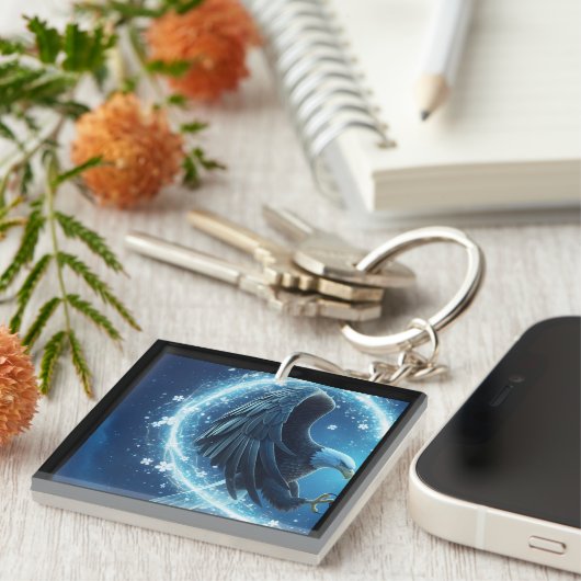 Keychain Bald Eagle Heart - Romantic Couple's Love (Voorkant Rechts)