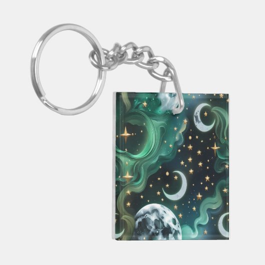 Keychain - Emerald Green Celestial Moon (Voorkant Links)