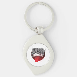 Keychain featuring a circular design with black 