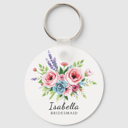 Keychain for bridesmaids, Gift for bride, floral (Voorkant)