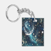 Keychain - Icy Blue Celestial Moon  (Voorkant Links)