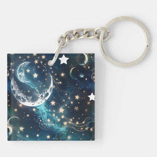 Keychain - Icy Blue Celestial Moon  (Achterkant)