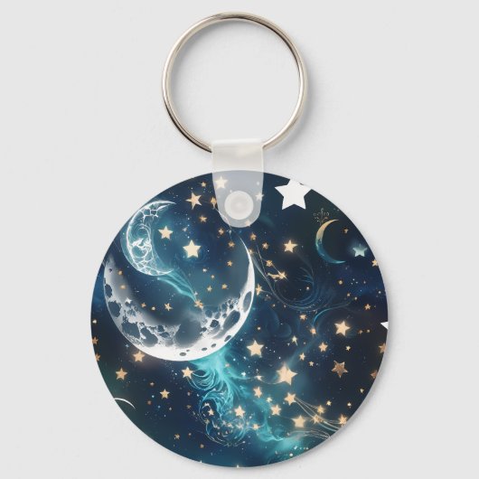 Keychain - Icy Blue Celestial Moon Phases (Voorkant)
