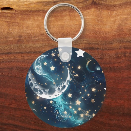 Keychain - Icy Blue Celestial Moon Phases (Achterkant)