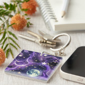 Keychain - Lavender Purple Celestial Moon Phases (Voorkant Rechts)
