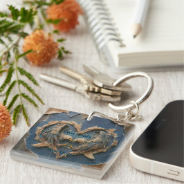 Keychain Paper Cut Eagle Two Souls One Heart