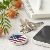 Keychain Patriotic US Flag Custom Text Name (Zijkant)