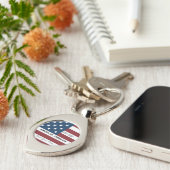 Keychain Patriotic US Flag Custom Text Name (Zijkant)