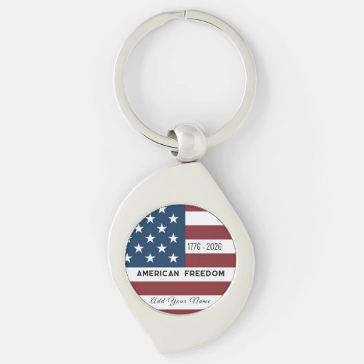 Keychain Patriotic US Flag Custom Text Name (Voorkant)