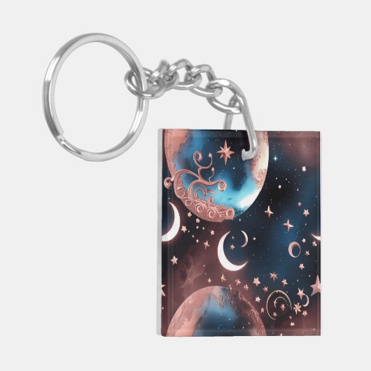 Keychain - Rose Gold Celestial Moon (Voorkant Links)