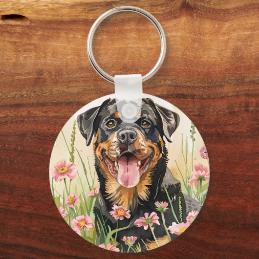 Keychain – Rottweiler Watercolor Keychain (Achterkant)