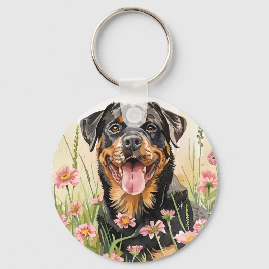 Keychain – Rottweiler Watercolor Keychain (Achterkant)