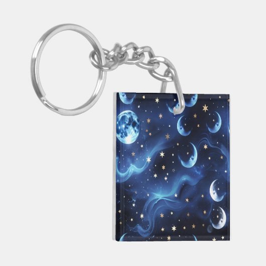 Keychain - Sapphire Blue Celestial Moon (Voorkant Links)