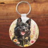 Keychain – Schipperke Watercolor Dog Charm (Voorkant)