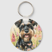 Keychain – Schnauzer Watercolor Dog Charm (Voorkant)