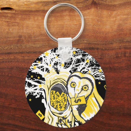 Keychain – Urban Tree Owl & Wealth Surreal Pop-Art (Achterkant)