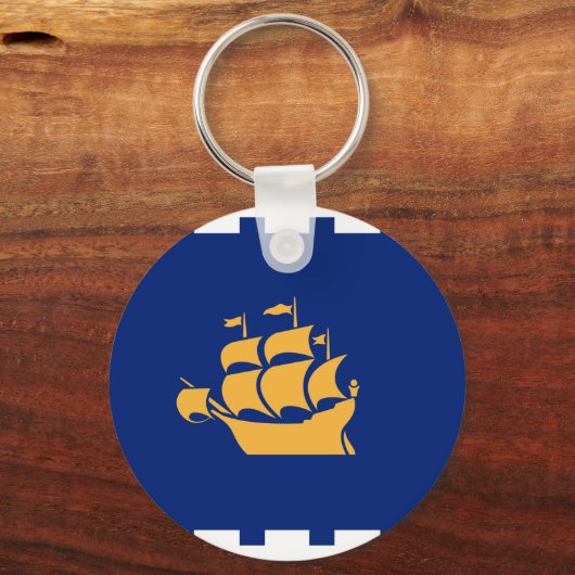 Keychain with Flag of Quebec City, Canada (Achterkant)