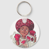 Keychain – YOUTH Power Afro & Boombox Urban Design (Voorkant)