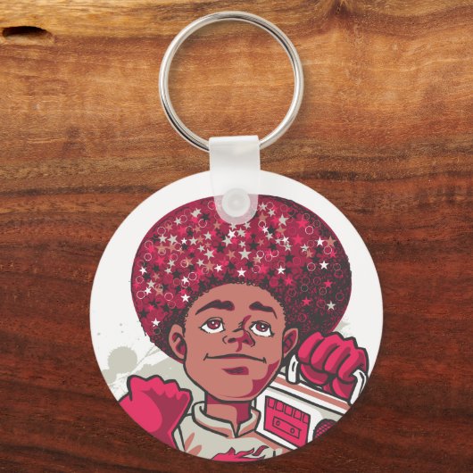 Keychain – YOUTH Power Afro & Boombox Urban Design (Achterkant)