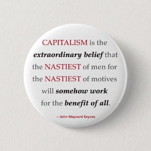 Keynes Capitalism Quote Round Button (Voorkant)