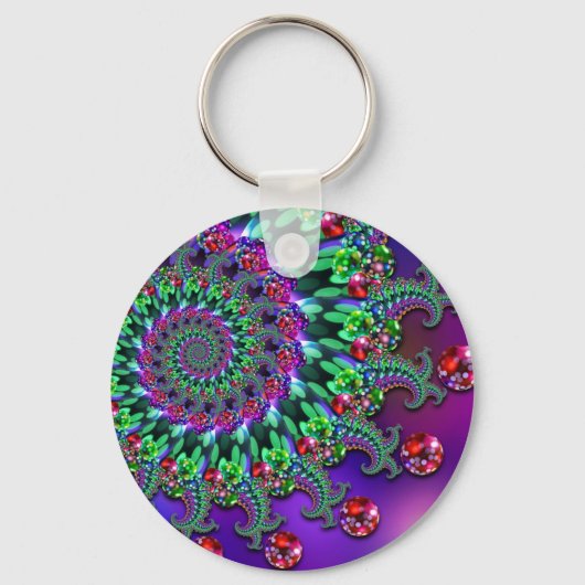 Keyring - Bokeh Fractal Paarse Turquoise Sleutelhanger (Voorkant)