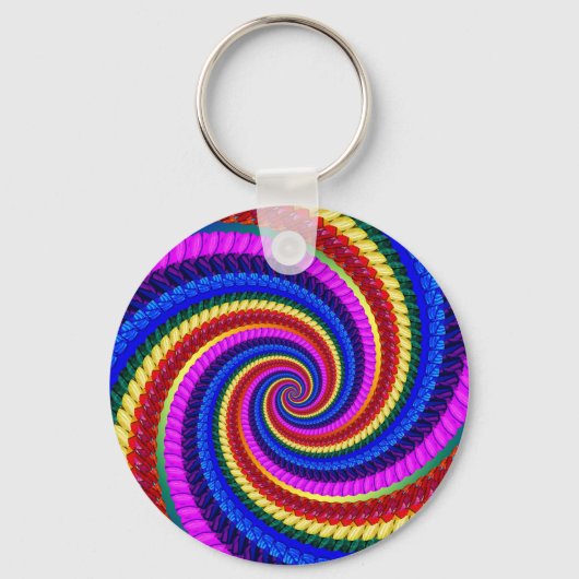 Keyring - Rainbow Swirl Fractal Pattern Sleutelhanger (Voorkant)