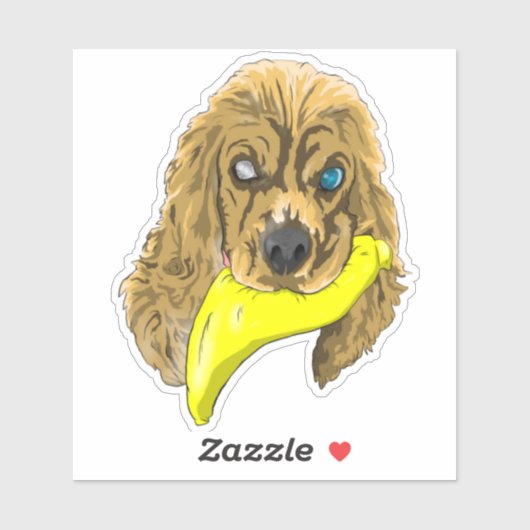 Keys & Banana, de miniatuur cocker spaniël Sticker (Vel)