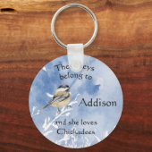 Keys Custom Name Loopt Chickadee Bird Cute Sleutelhanger (Voorkant)