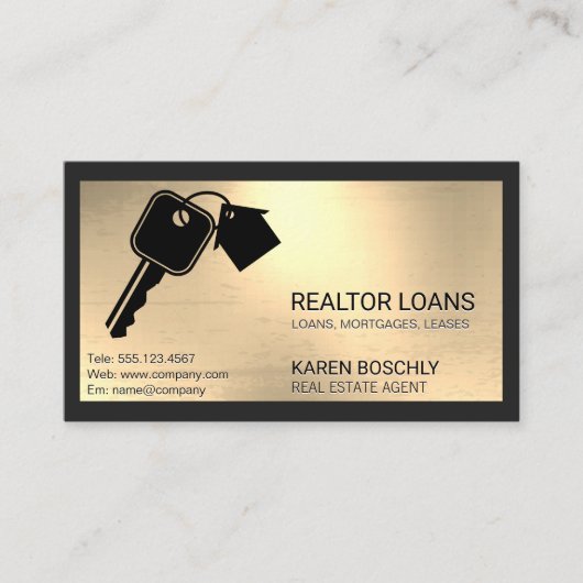 Keys House Logo | metallische achtergrond Visitekaartje (Voorkant)