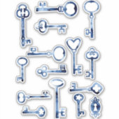 Keys Indigo Blue Waterverf Painting Sticker (Voorkant)