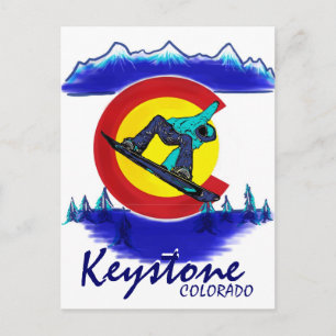 Keystone Colorado blauwgroen sneeuwboarder briefka Briefkaart