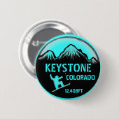 Keystone Colorado blauwgroen sneeuwplank Ronde Button 5,7 Cm (Voorkant /achterkant)