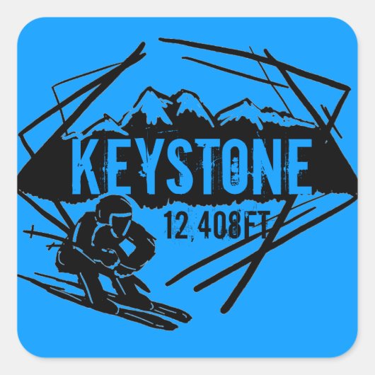 Keystone Colorado blue ski elevisistickers Vierkante Sticker (Voorkant)