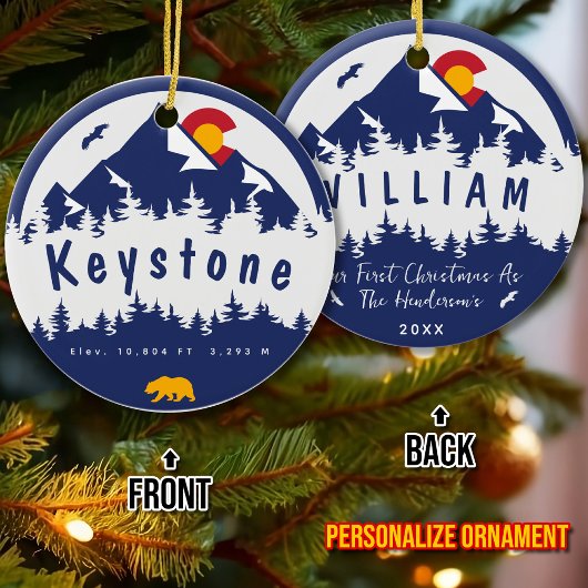 Keystone Colorado Flag Bergskiën Wandelen Keramisch Ornament