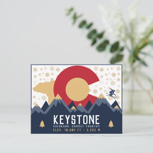 Keystone Colorado Flag Mountain Ski klimmer Briefkaart (Staand voorkant)