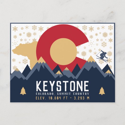 Keystone Colorado Flag Mountain Ski klimmer Briefkaart (Voorkant)