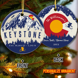 Keystone Colorado Flag Mountain Ski Souvenir Keramisch Ornament