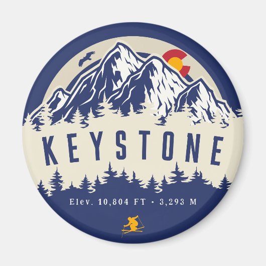 Keystone Colorado Flag Mountain Ski Souvenir Magneet (Voorkant)