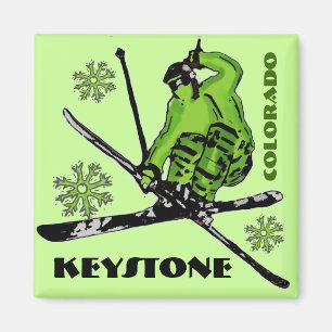 Keystone Colorado green thema ski magnet