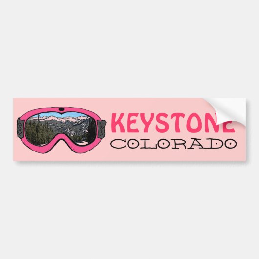 Keystone Colorado roze sneeuwgoggle bumpersticker (Voorkant)
