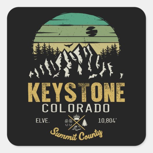 Keystone Colorado ski Mountain  60s Vierkante Sticker (Voorkant)