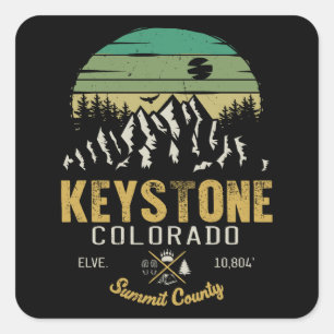 Keystone Colorado ski Mountain 60s Vierkante Sticker