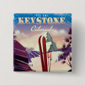 Keystone, Colorado Ski poster. Vierkante Button 5,1 Cm (Voorkant)