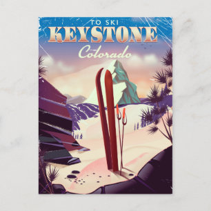 Keystone, Colorado Ski vintage stijl poster. Briefkaart