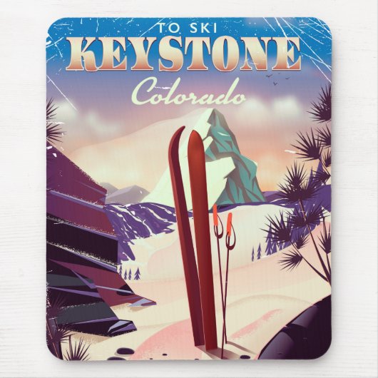 Keystone, Colorado Ski vintage stijl poster. Muismat (Voorkant)