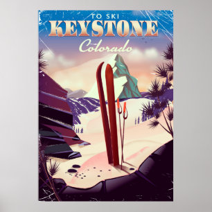 Keystone, Colorado Ski vintage stijl poster. Poster